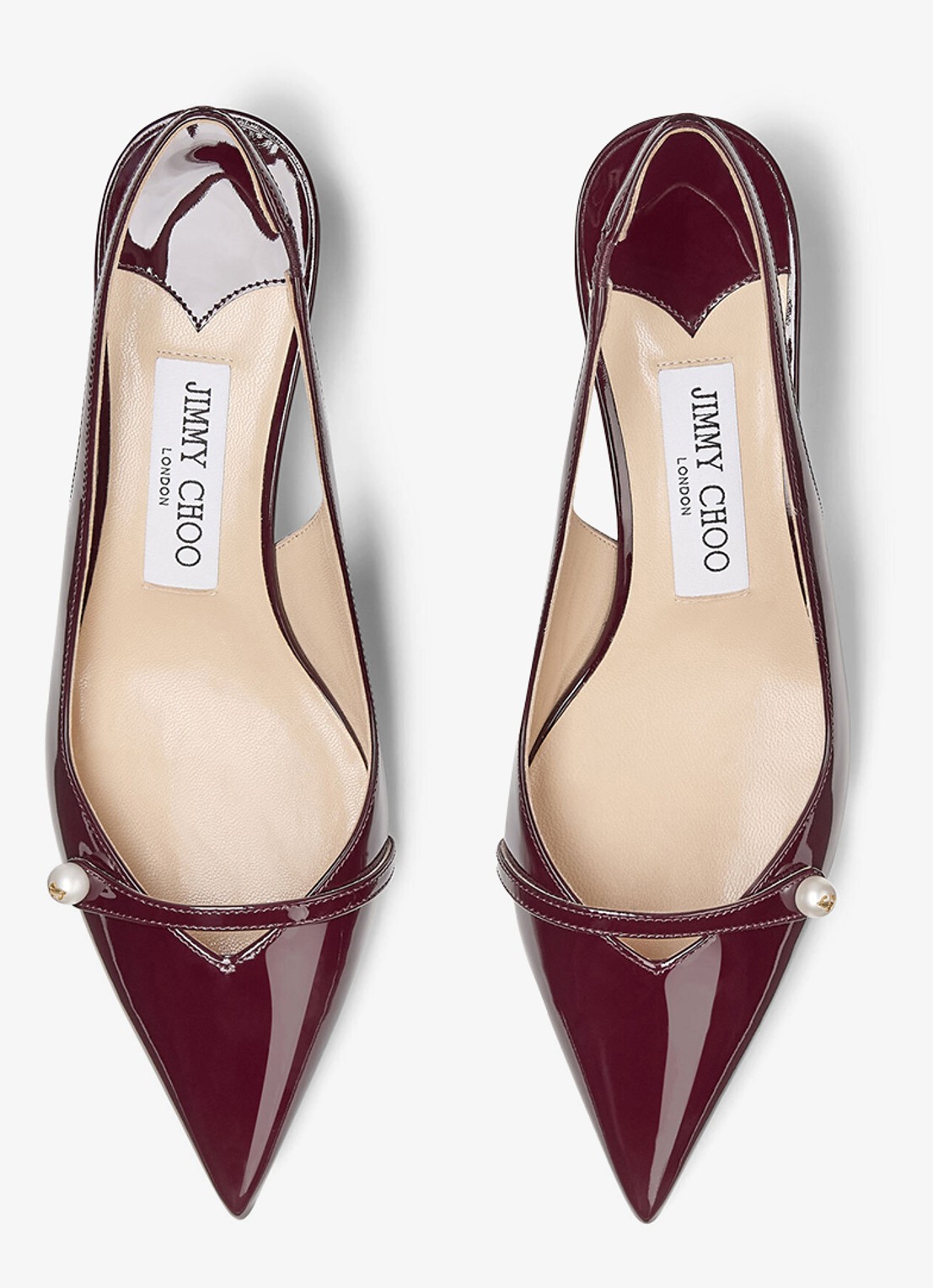 Jimmy Choo Amita 45 slingback van lakleer - detail 4 bordeauxrood