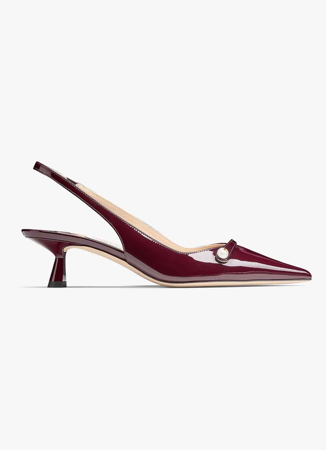 Jimmy Choo Amita 45 slingback van lakleer - voorkant bordeauxrood