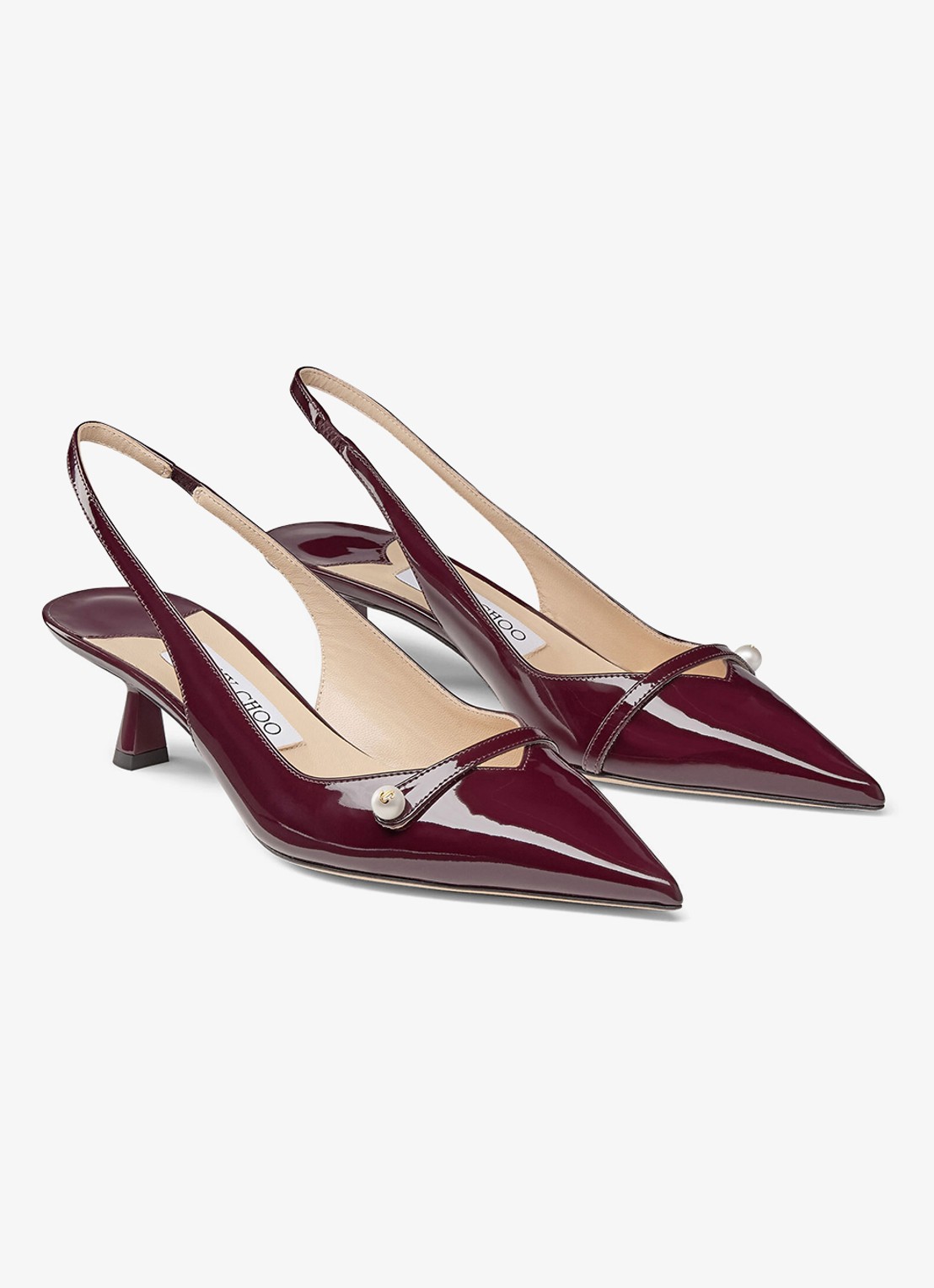 Jimmy Choo Amita 45 slingback van lakleer - voorkant 2 bordeauxrood
