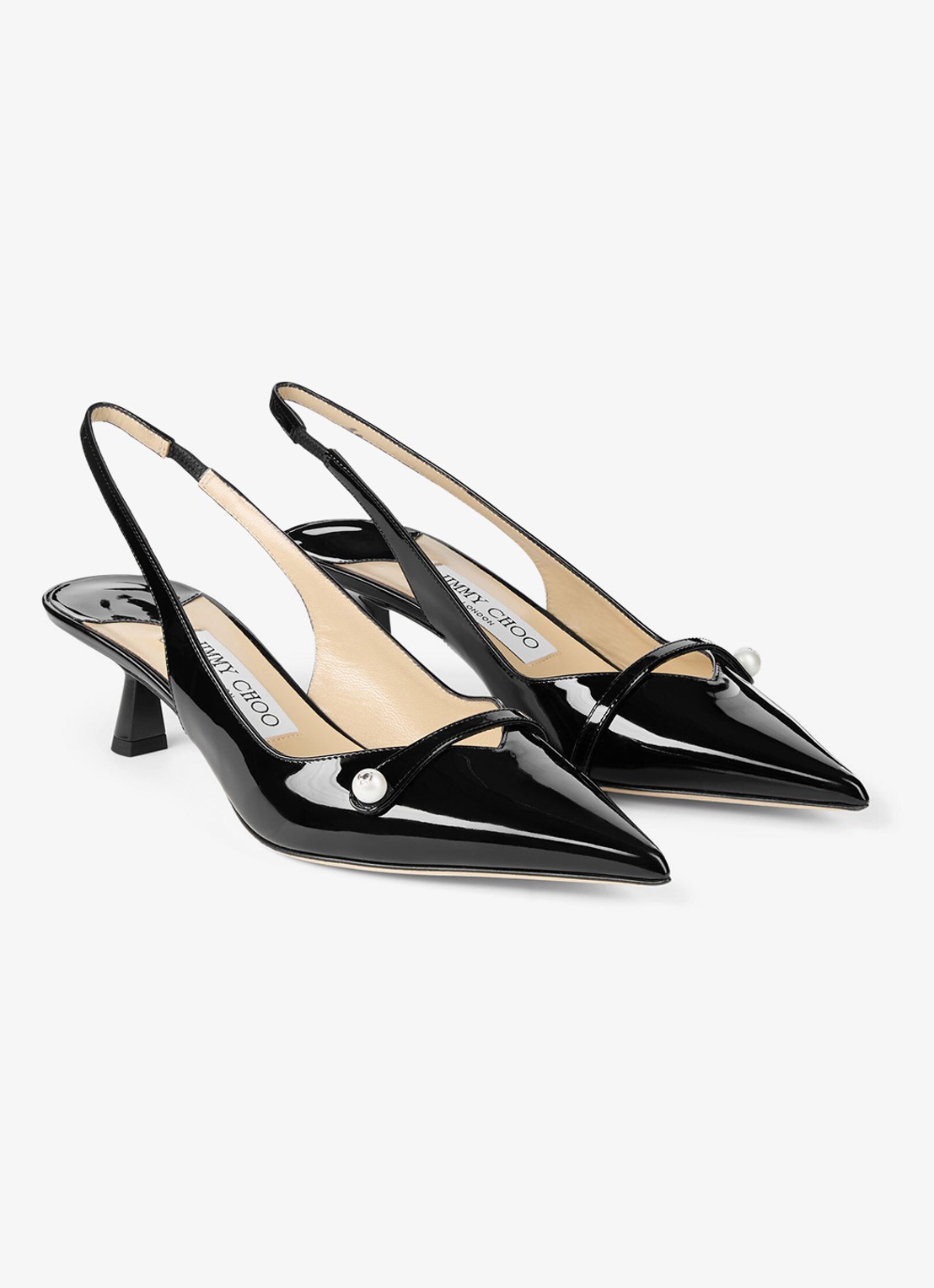 Jimmy Choo Amita 45 slingback van lakleer - voorkant 3 zwart
