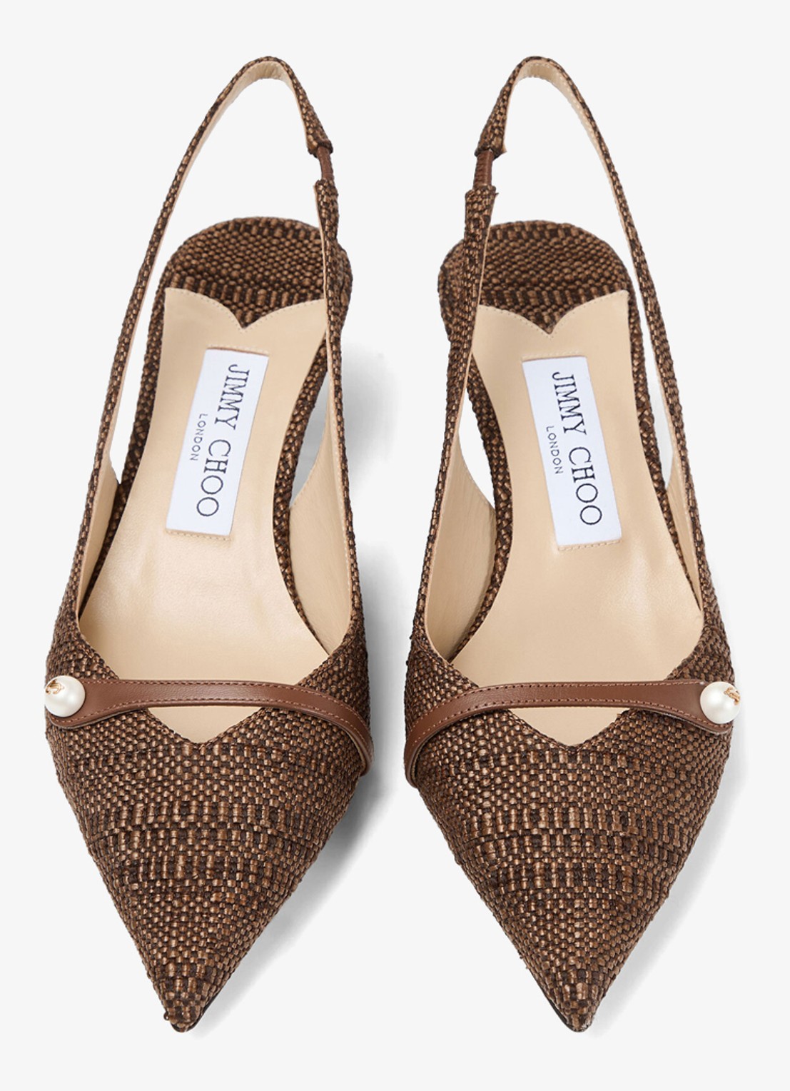 Jimmy Choo Amita 45 slingback van raffia met leren details - detail 5 bruin