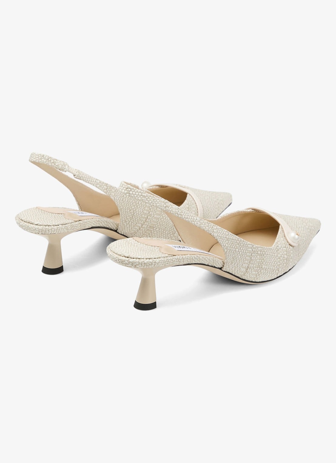 Jimmy Choo Amita 45 slingback van raffia met leren details - achterkant 6 beige