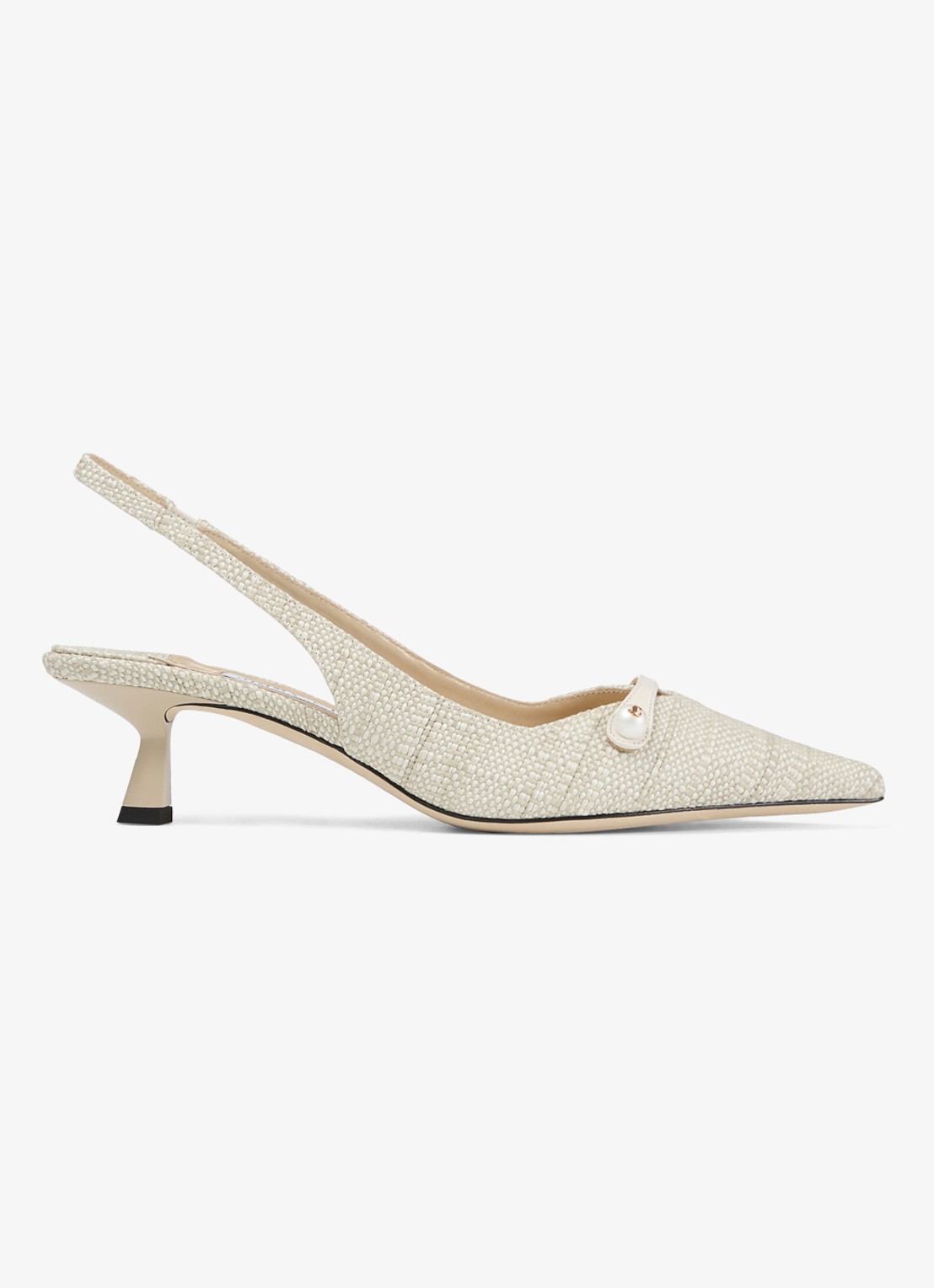 Jimmy Choo Amita 45 slingback van raffia met leren details - voorkant 4 beige