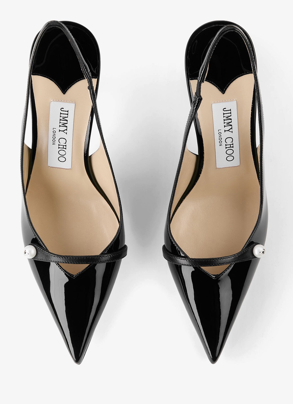 Jimmy Choo Amita 85 slingback van lakleer - detail zwart
