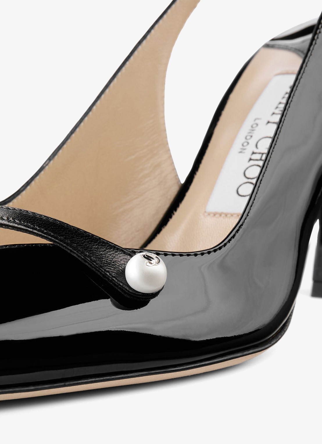 Jimmy Choo Amita 85 slingback van lakleer - detail 2 zwart
