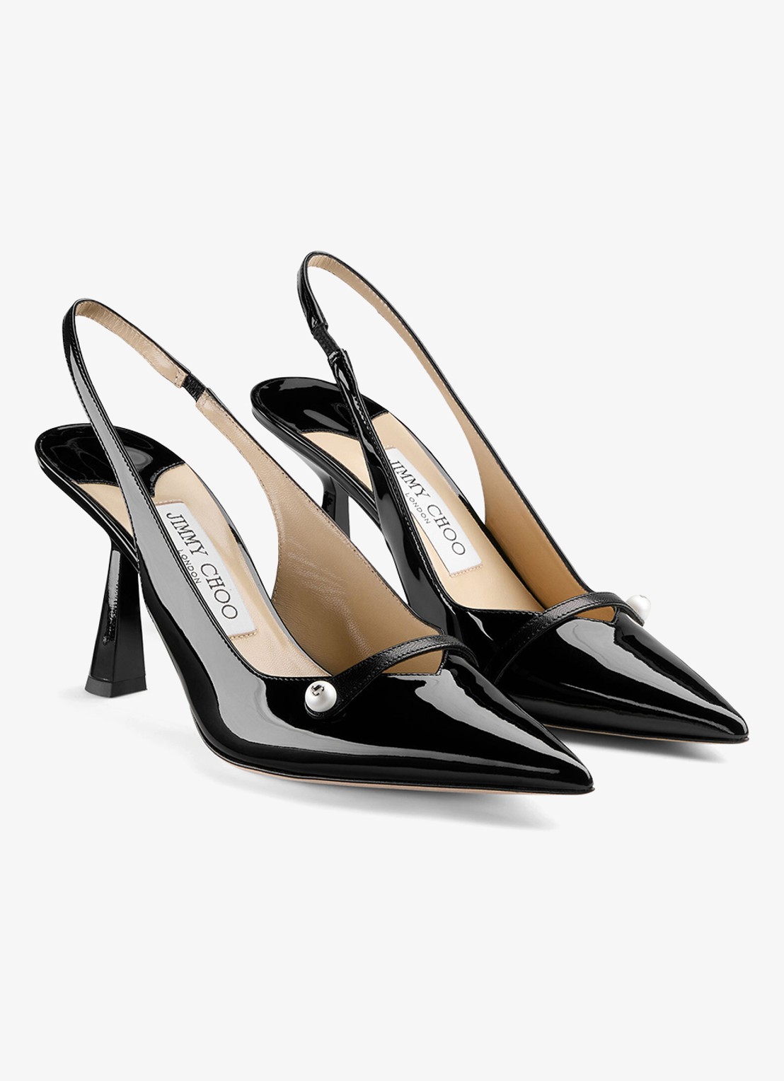 Jimmy Choo Amita 85 slingback van lakleer - voorkant 4 zwart