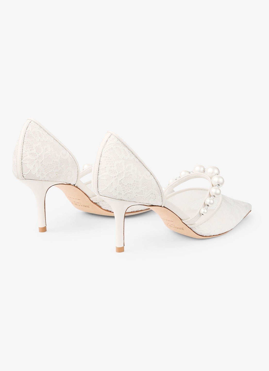 Jimmy Choo Aurelie 65 pump van kant met leren details - achterkant 5 wit