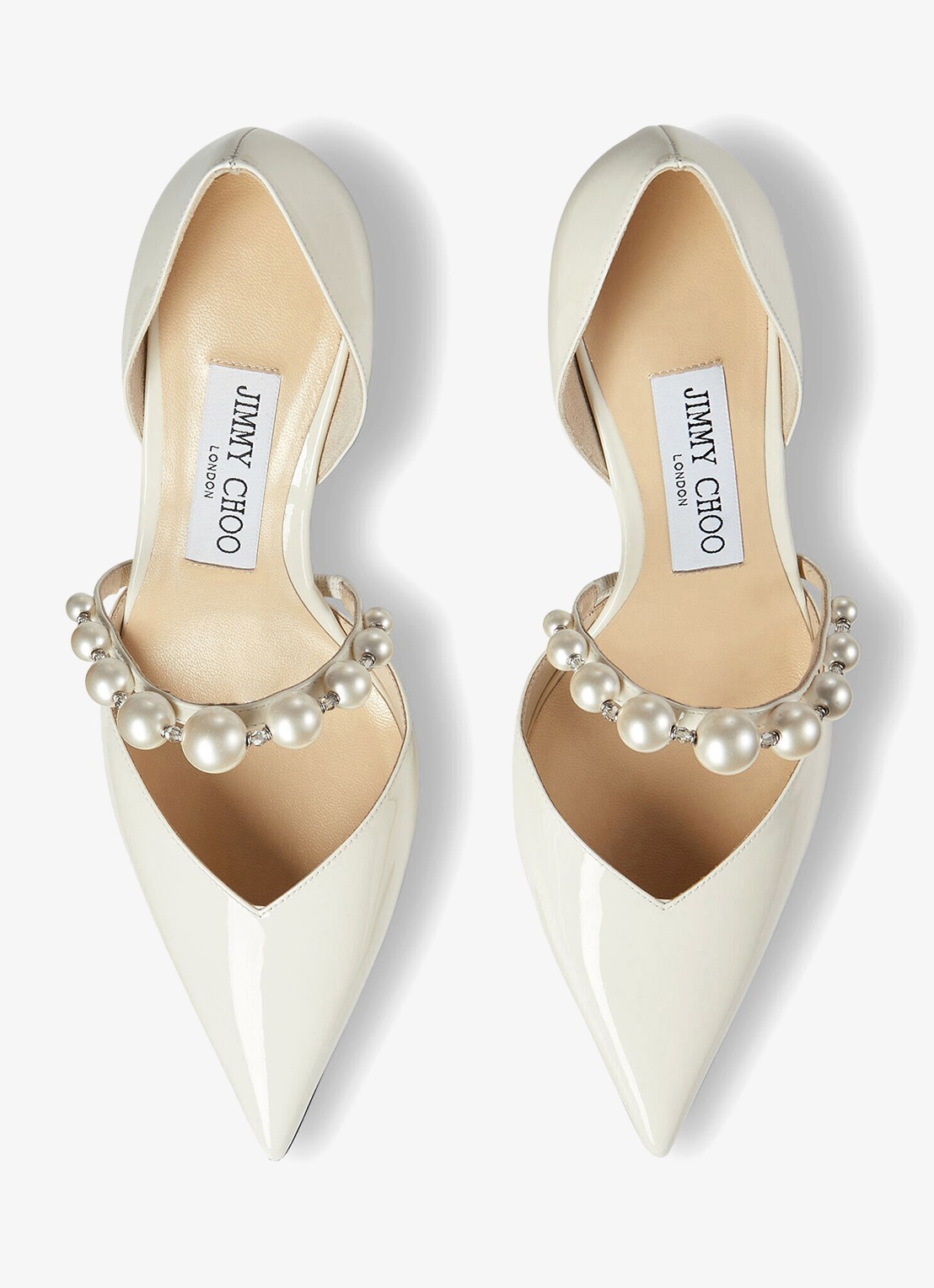 Jimmy Choo Aurelie 65 pump van lakleer met imitatieparels - detail 2 ivoor