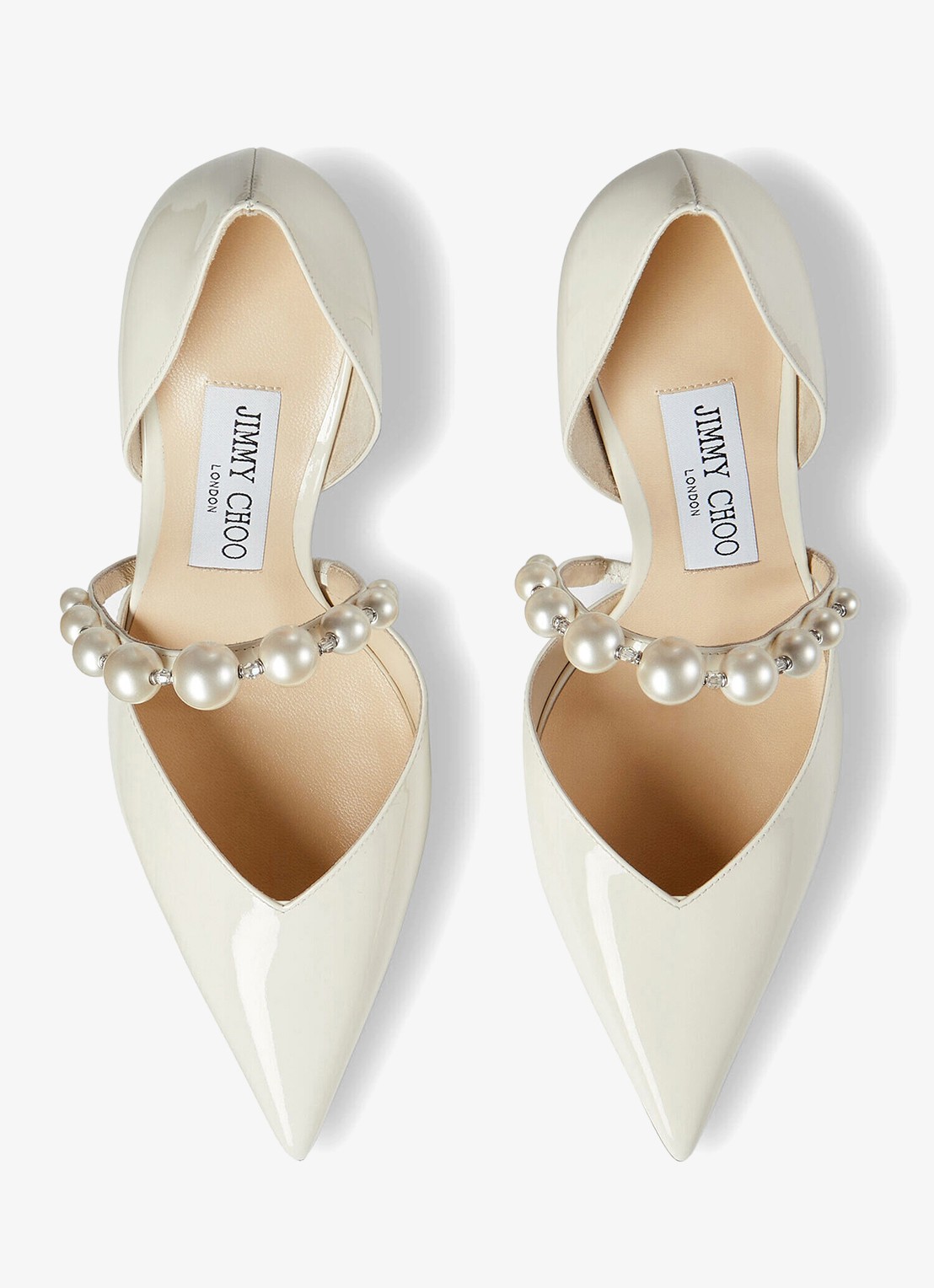 Jimmy Choo Aurelie 85 pump van lakleer met imitatieparels - detail 2 wit