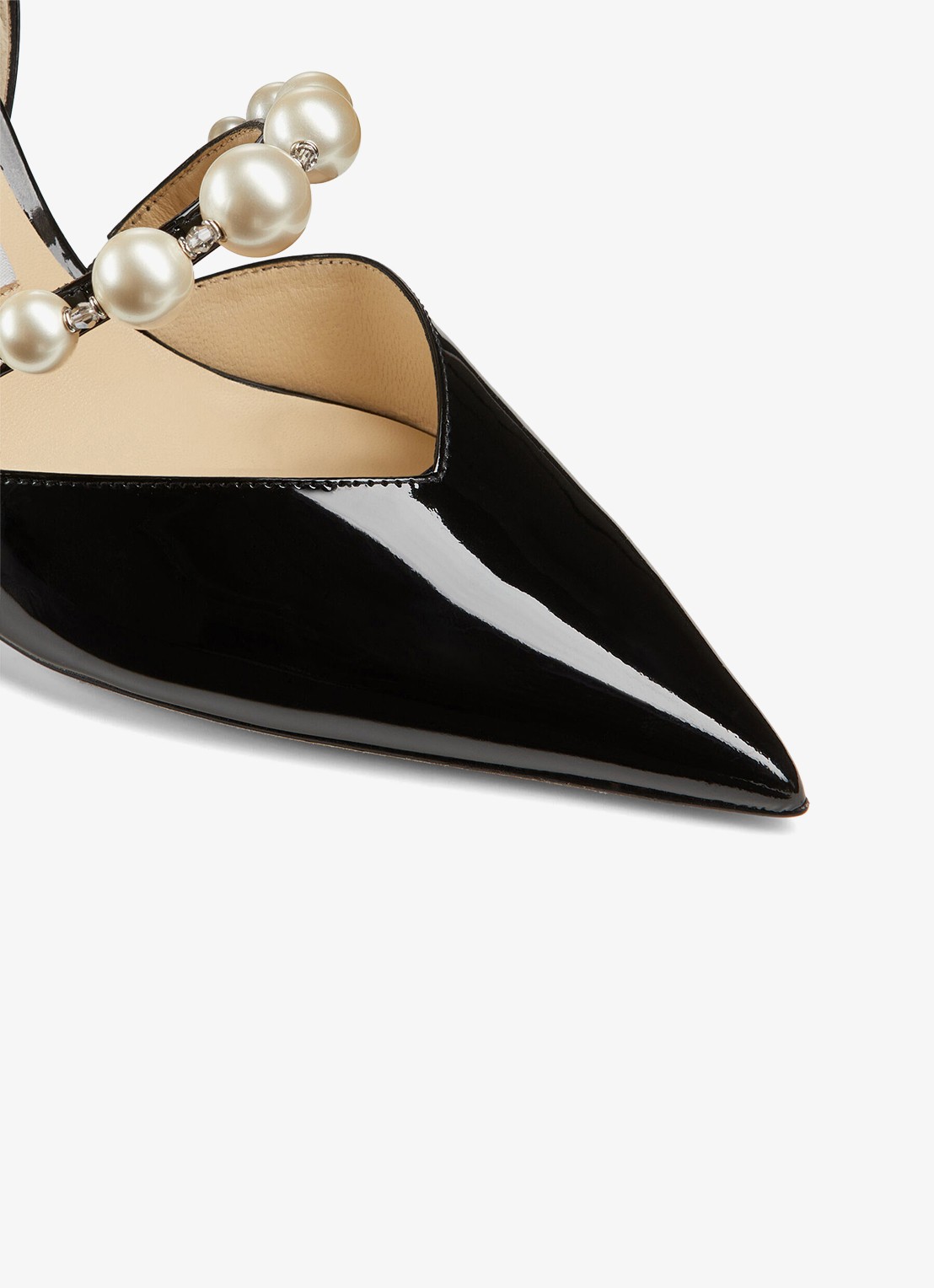Jimmy Choo Aurelie 85 pump van lakleer met imitatieparels - detail 3 zwart