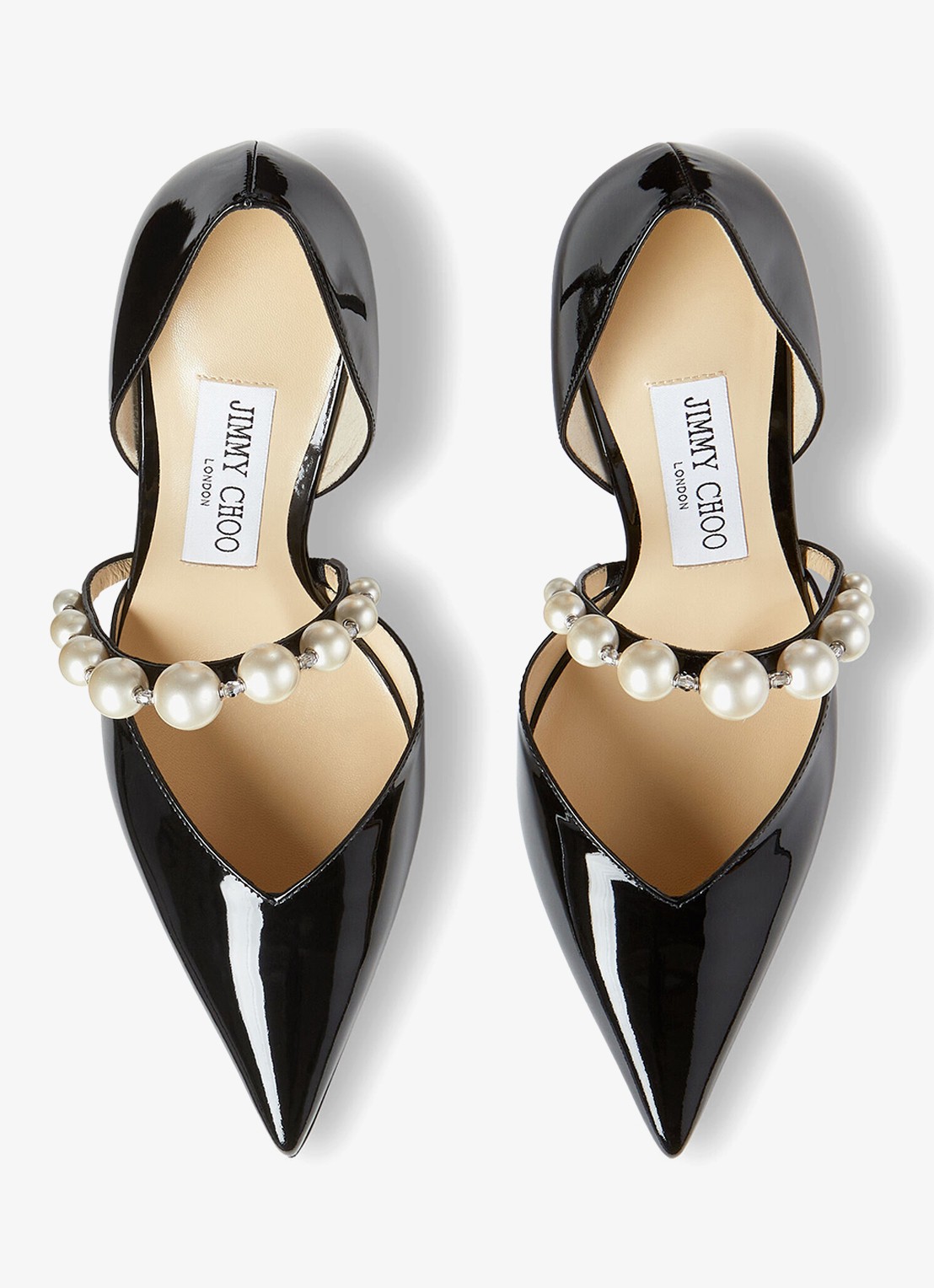 Jimmy Choo Aurelie 85 pump van lakleer met imitatieparels - detail 4 zwart