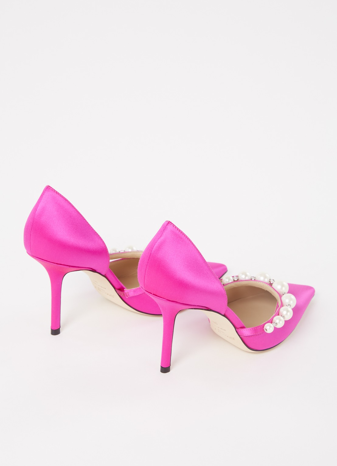 Jimmy Choo Aurelie pump van satijn met kristal - detail 4 fuchsia
