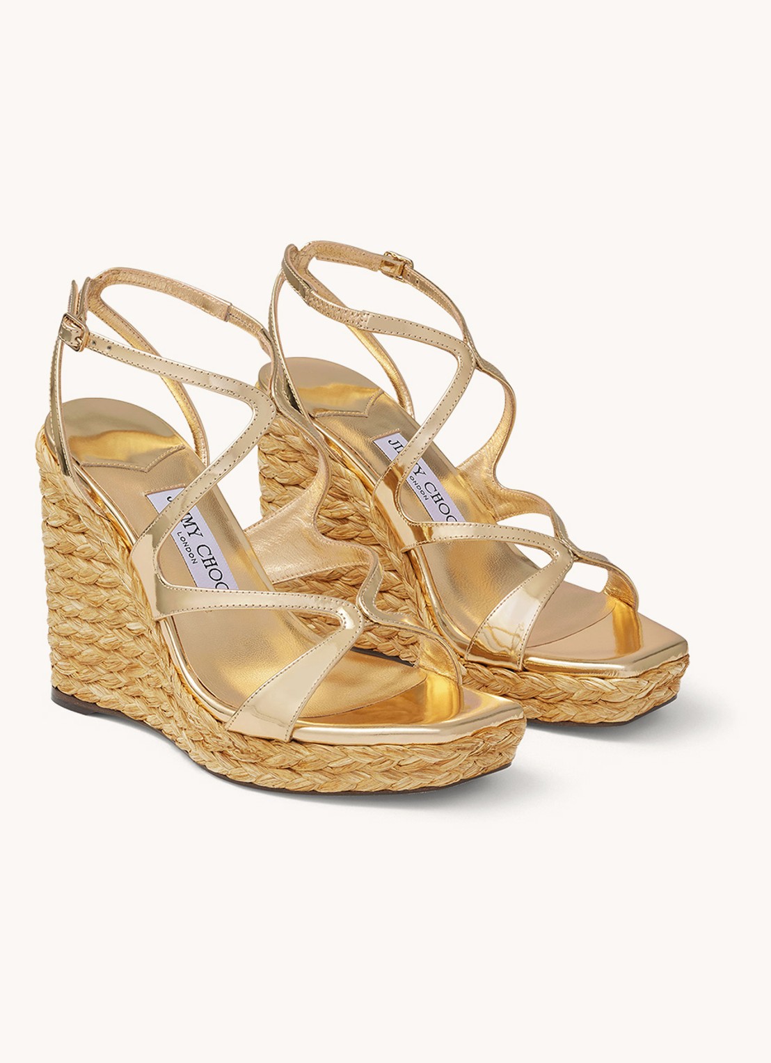 Jimmy Choo Ayla 110 sleehak met kalfsleren details - voorkant 3 goud