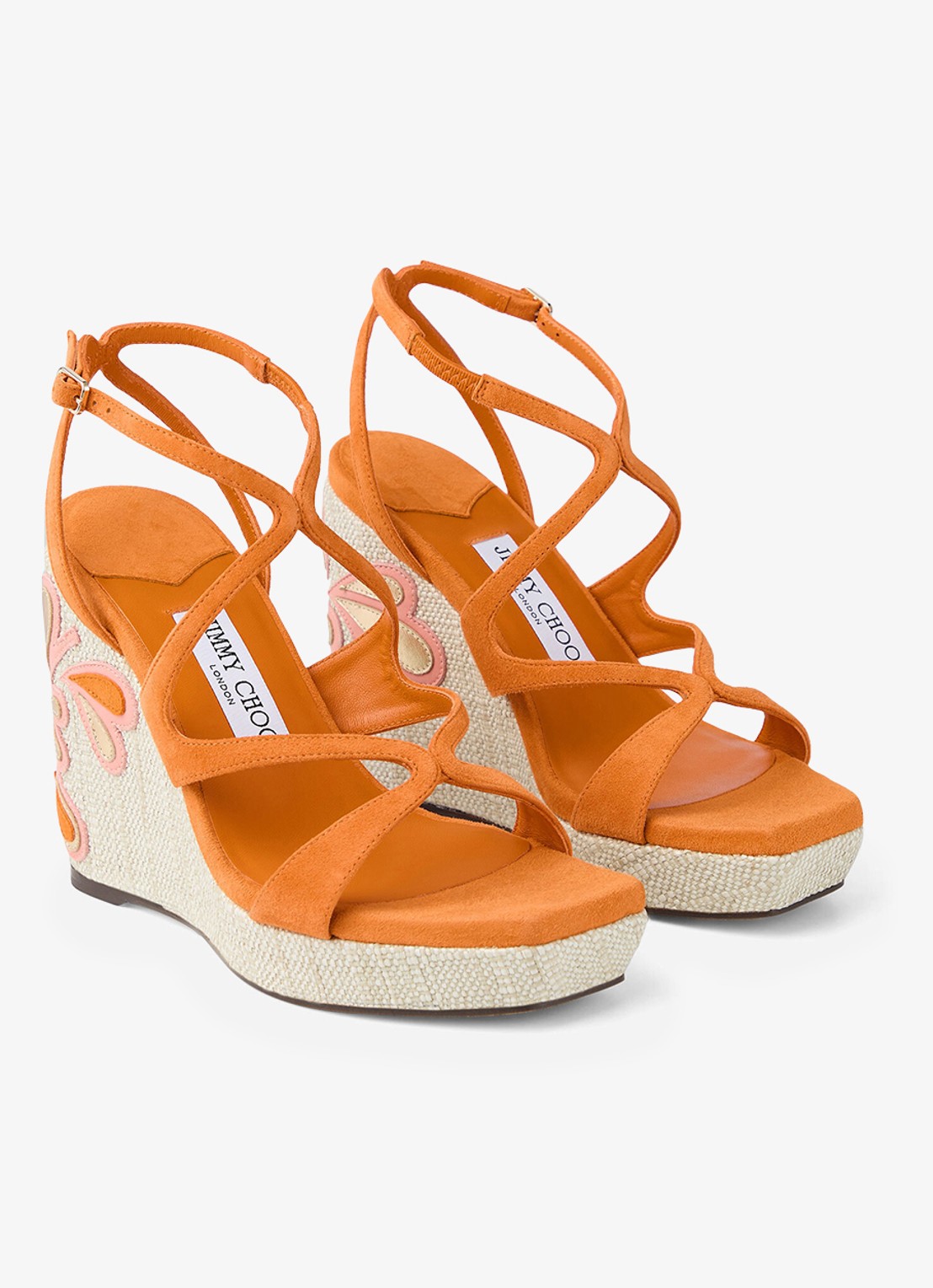 Jimmy Choo Ayla 110 sleehak van suède - detail 3 oranje