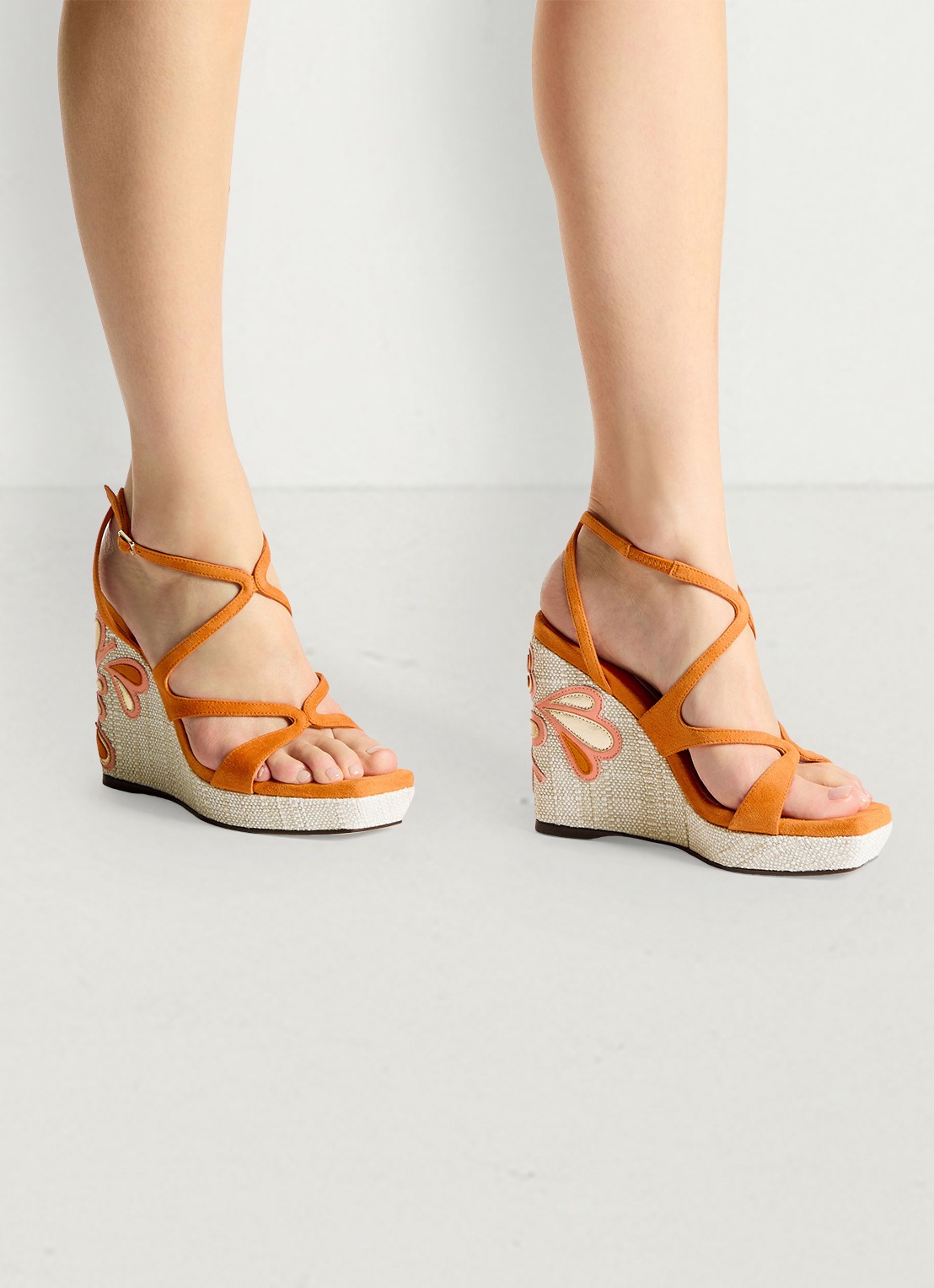 Jimmy Choo Ayla 110 sleehak van suède - voorkant 2 oranje