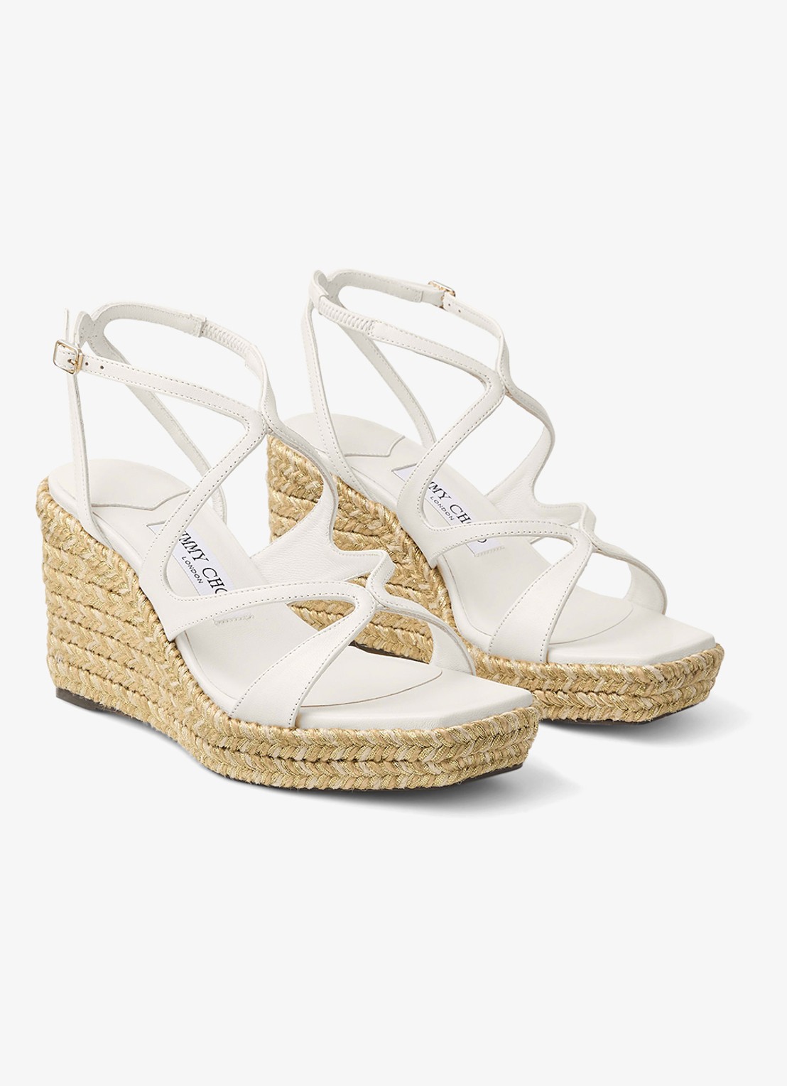Jimmy Choo Ayla 85 sleehak van lamsleer - voorkant 3 gebroken wit