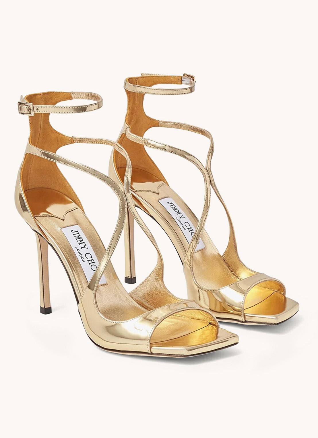Jimmy Choo Azia 110 sandalette met metallic finish - detail goud