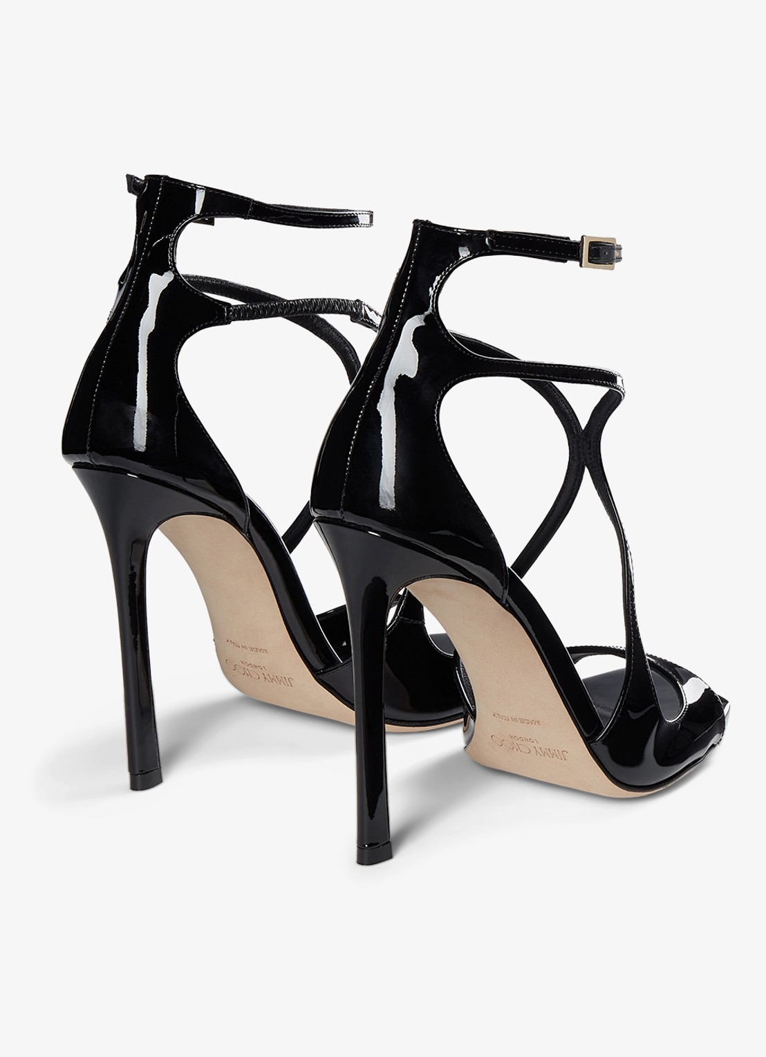 Jimmy Choo Azia 110 sandalette van lakleer - achterkant 3 zwart