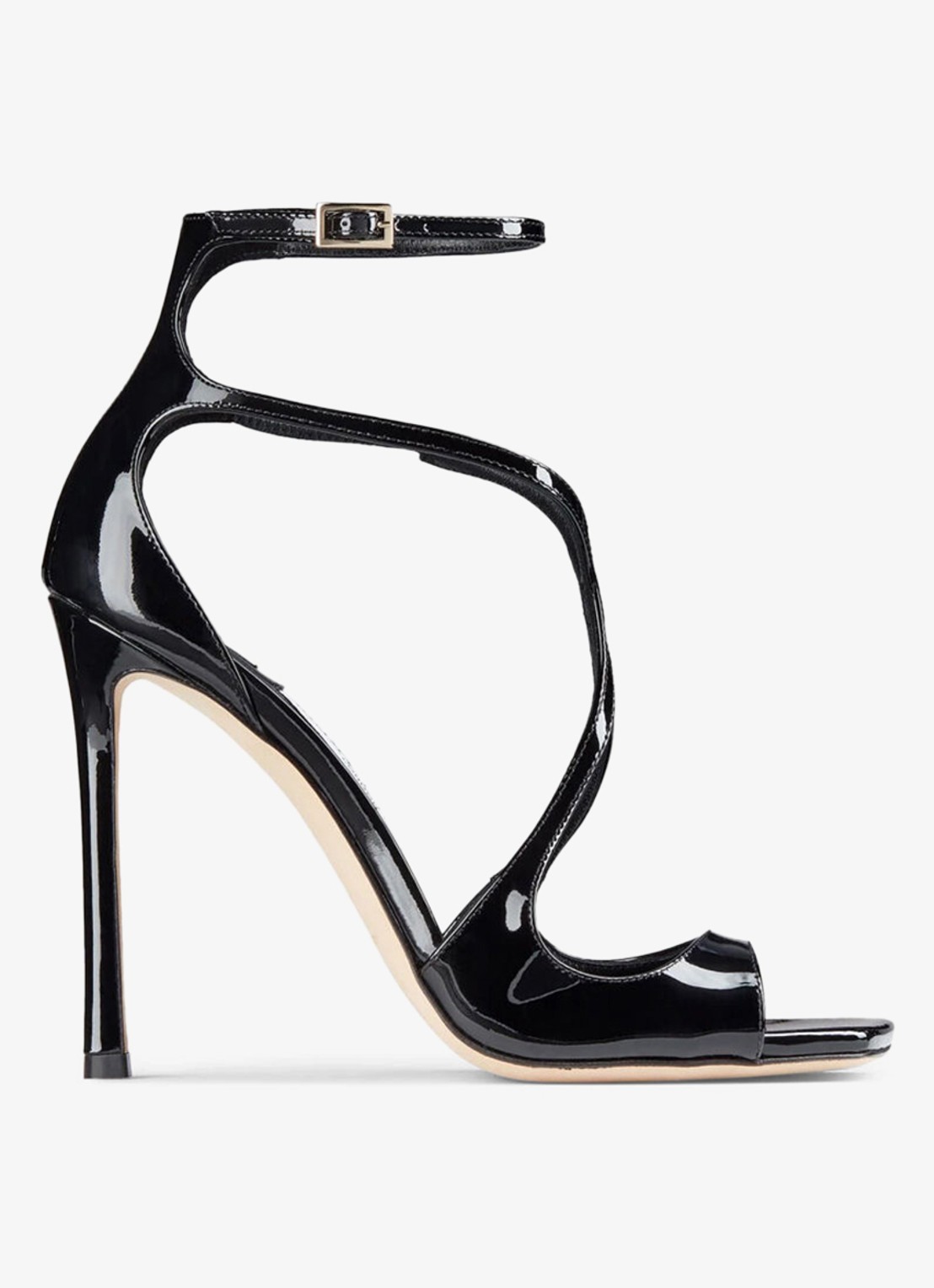 Jimmy Choo Azia 110 sandalette van lakleer - voorkant zwart