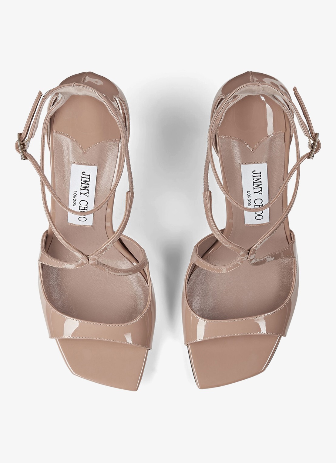 Jimmy Choo Azia 95 sandalette van lakleer - detail 2 beige