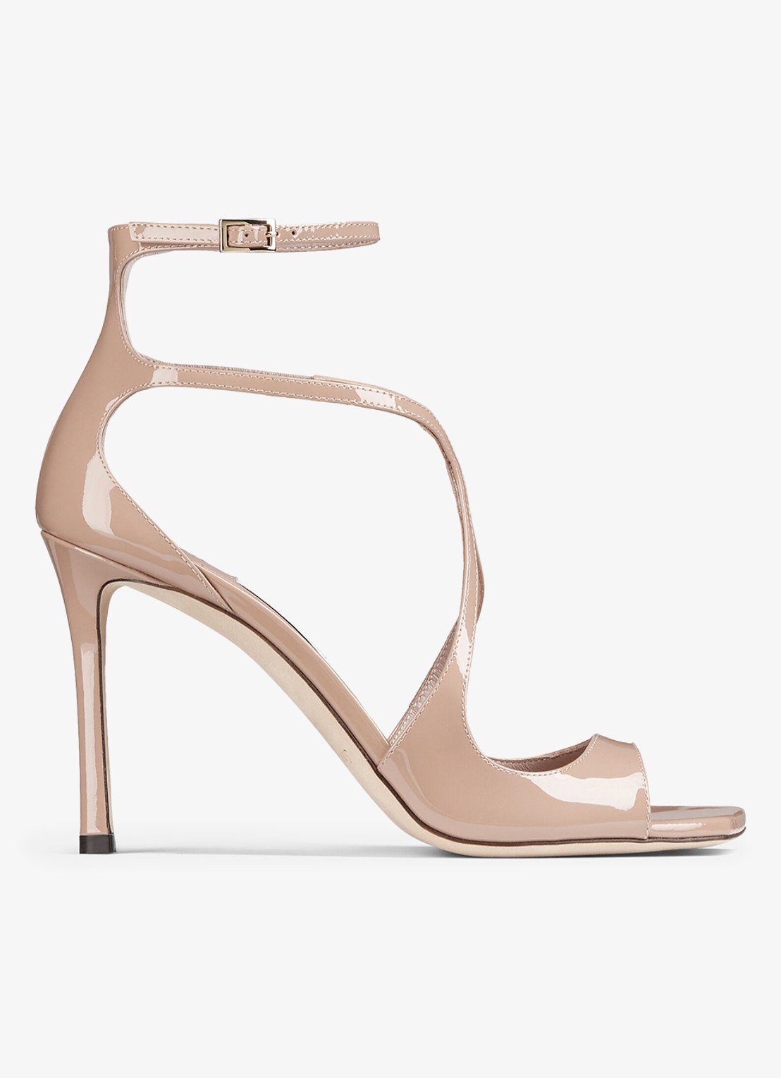 Jimmy Choo Azia 95 sandalette van lakleer - voorkant 4 beige