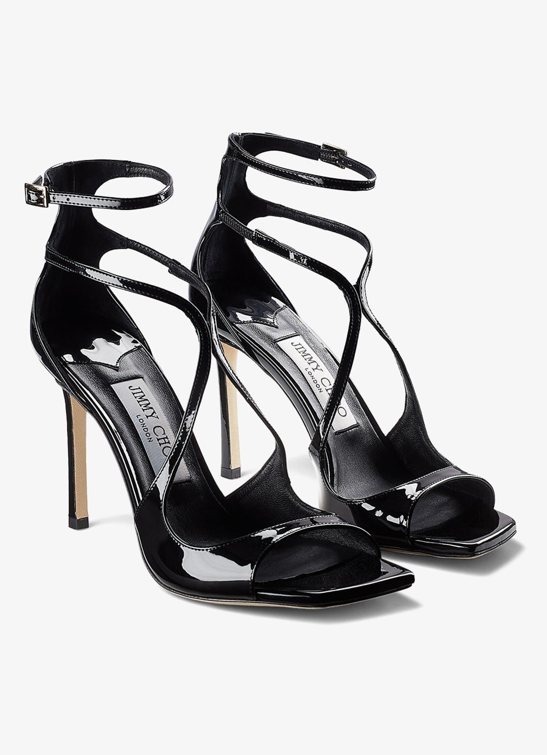 Jimmy Choo Azia 95 sandalette van lakleer - detail 3 zwart