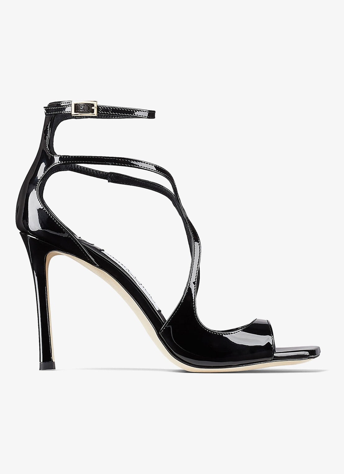 Jimmy Choo Azia 95 sandalette van lakleer - voorkant 2 zwart