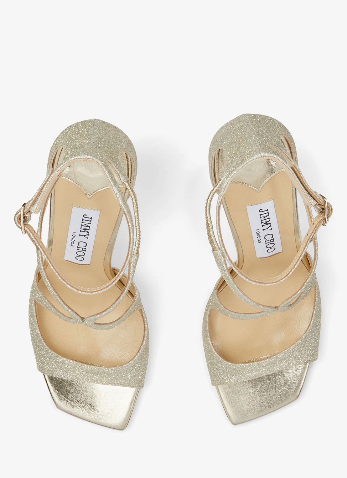 Jimmy Choo Azia 95 sandalette van leer met glitter - detail 4 zilver
