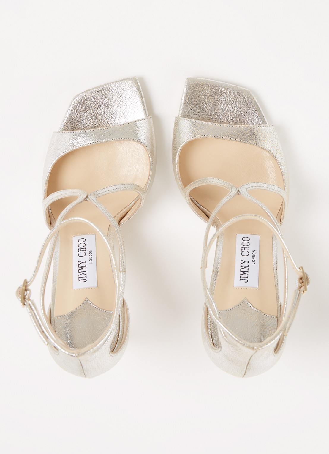Jimmy Choo Azia 95 sandalette van leer met metallic finish - detail 3 zilver