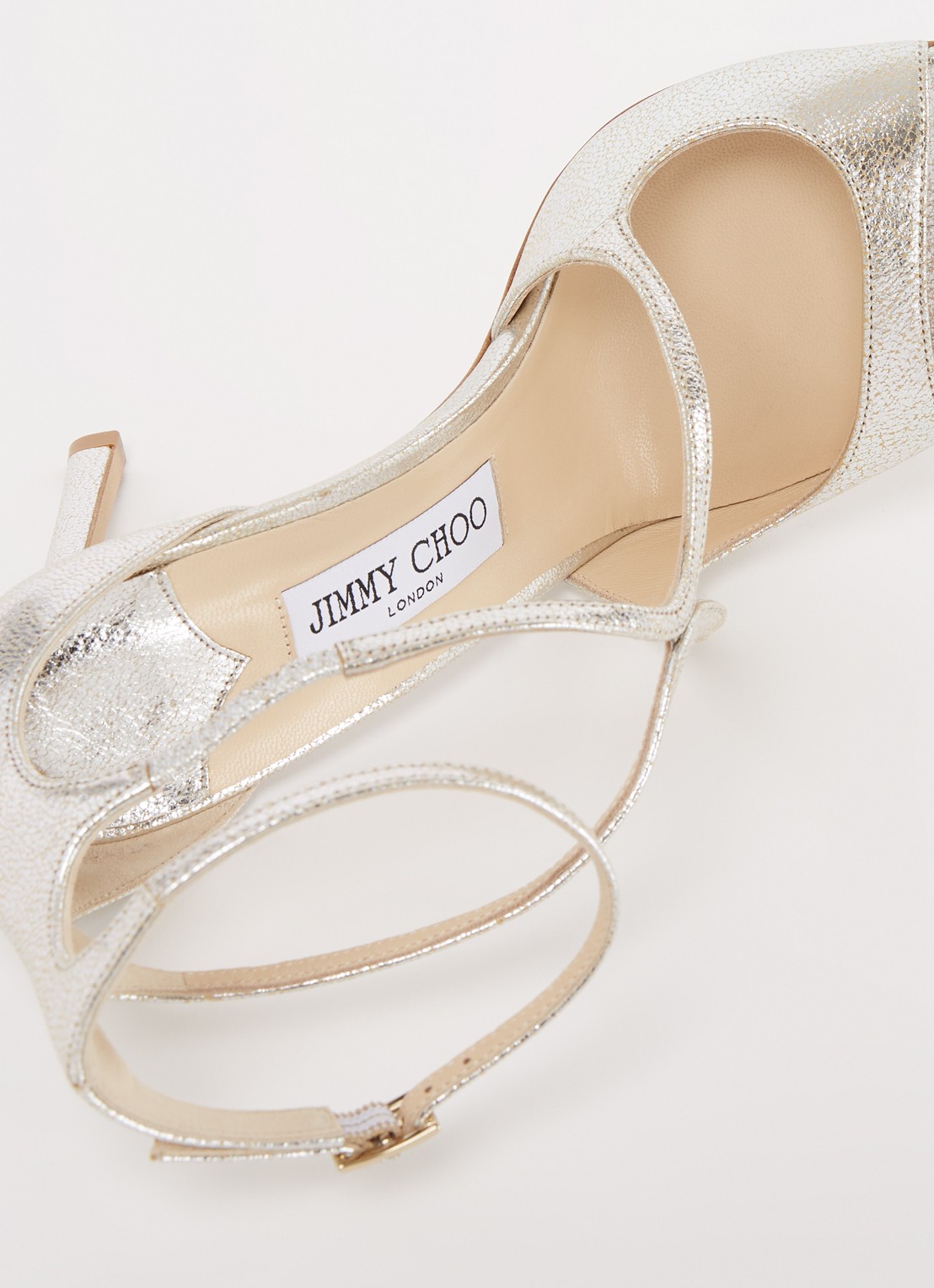 Jimmy Choo Azia 95 sandalette van leer met metallic finish - detail 4 zilver