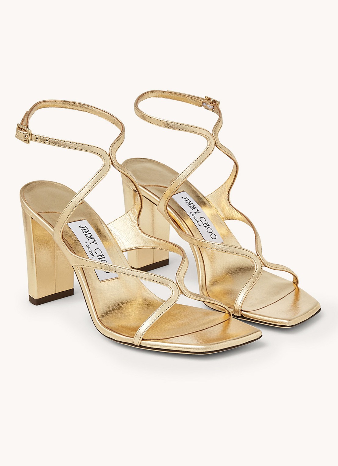 Jimmy Choo Azie 85 sandalette van lamsleer - voorkant 2 goud