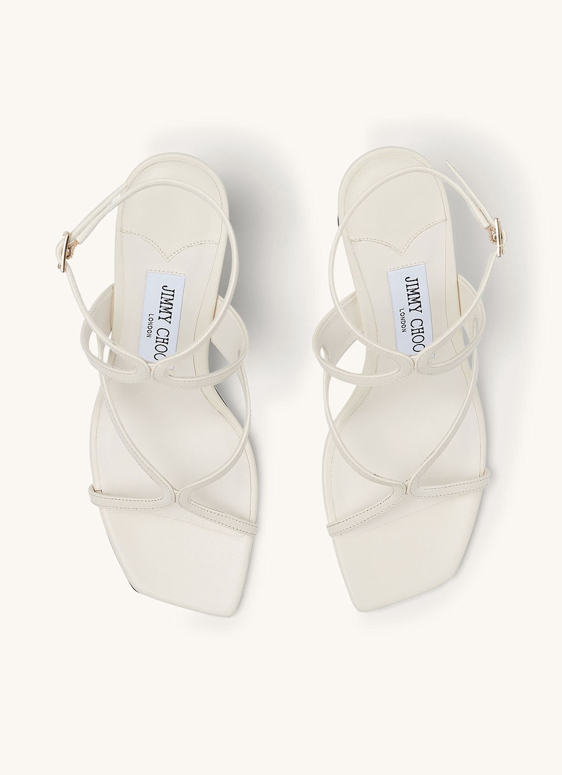 Jimmy Choo Azie 85 sandalette van lamsleer - detail 3 gebroken wit