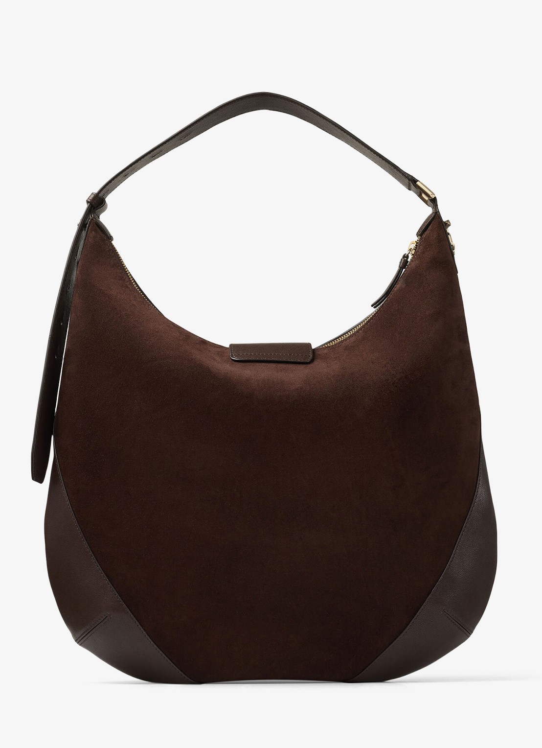 Jimmy Choo Bar Hobo/M schoudertas van suède - achterkant 3 donkerbruin