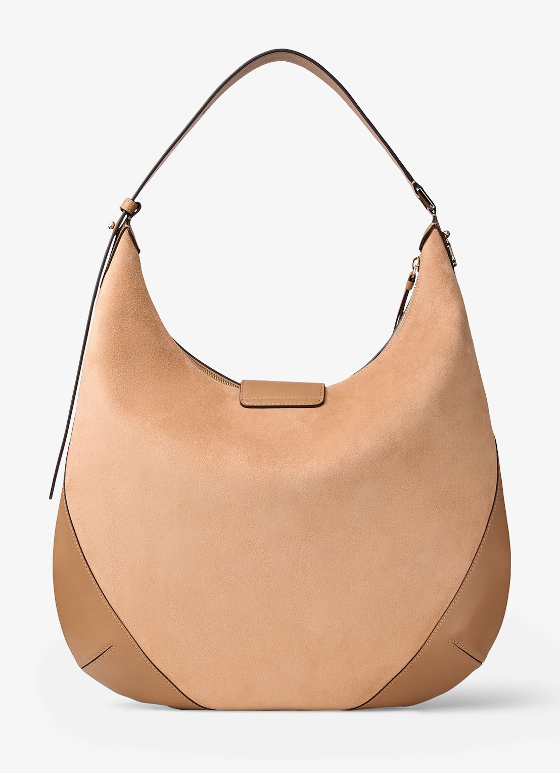 Jimmy Choo Bar Hobo/M schoudertas van suède - achterkant lichtbruin