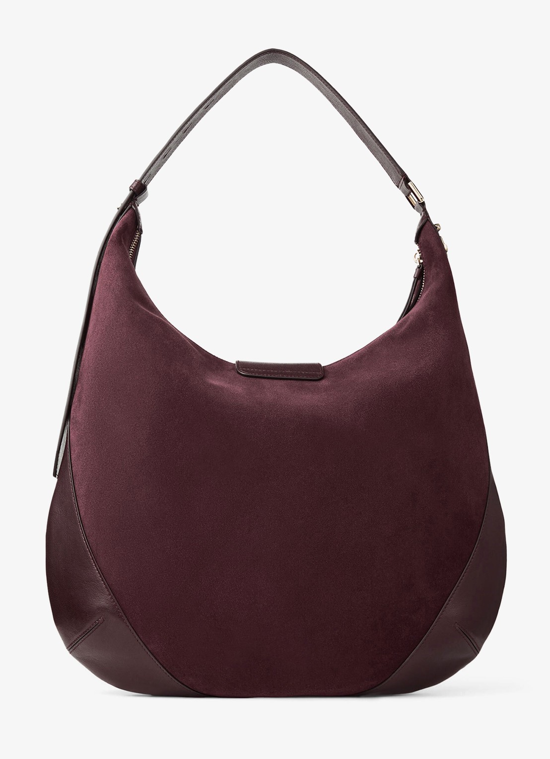 Jimmy Choo Bar Hobo/M schoudertas van suède - achterkant 8 bordeauxrood