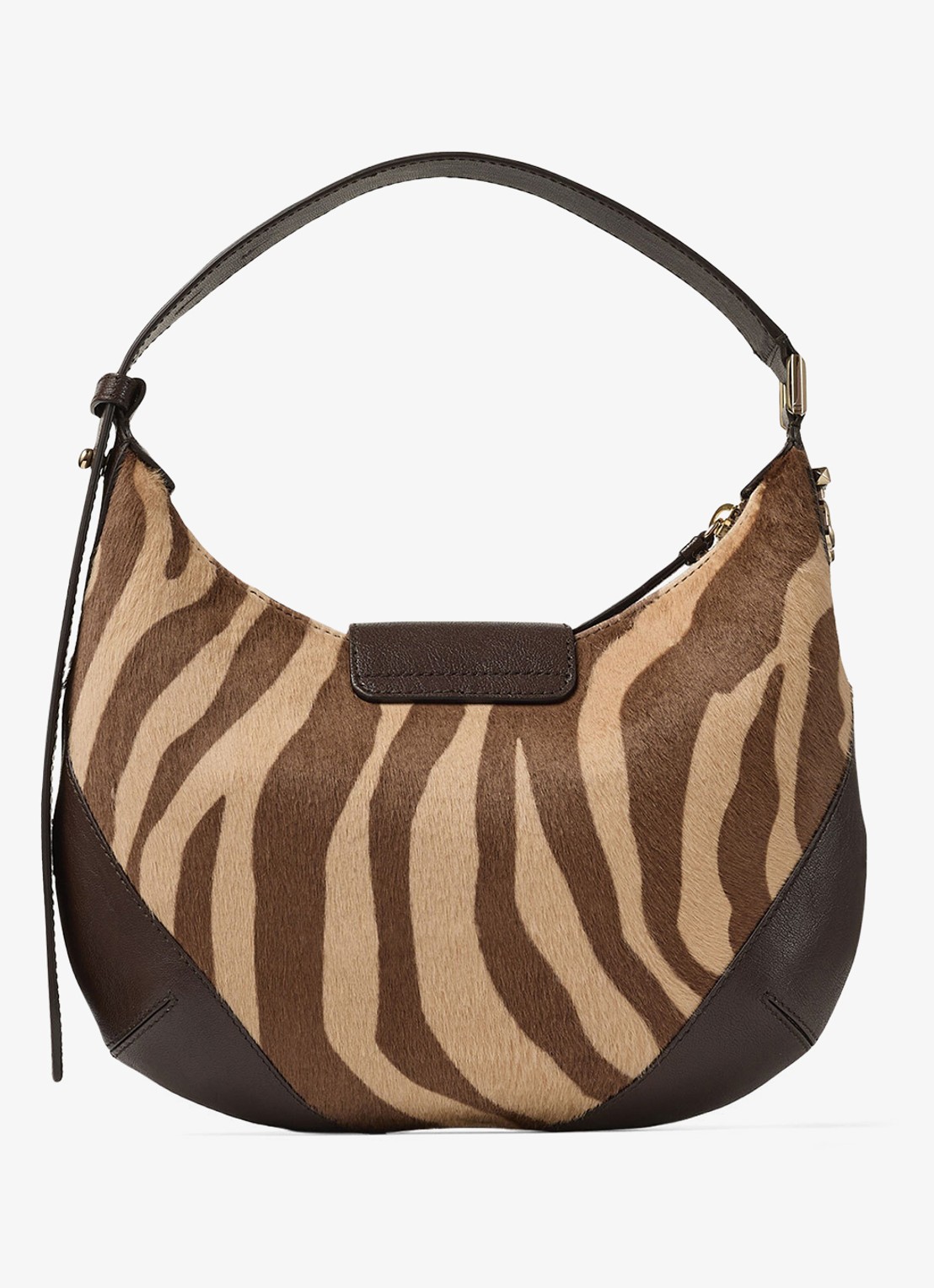 Jimmy Choo Bar Hobo/S schoudertas van kalfsleer met ponyhair - achterkant 3 bruin