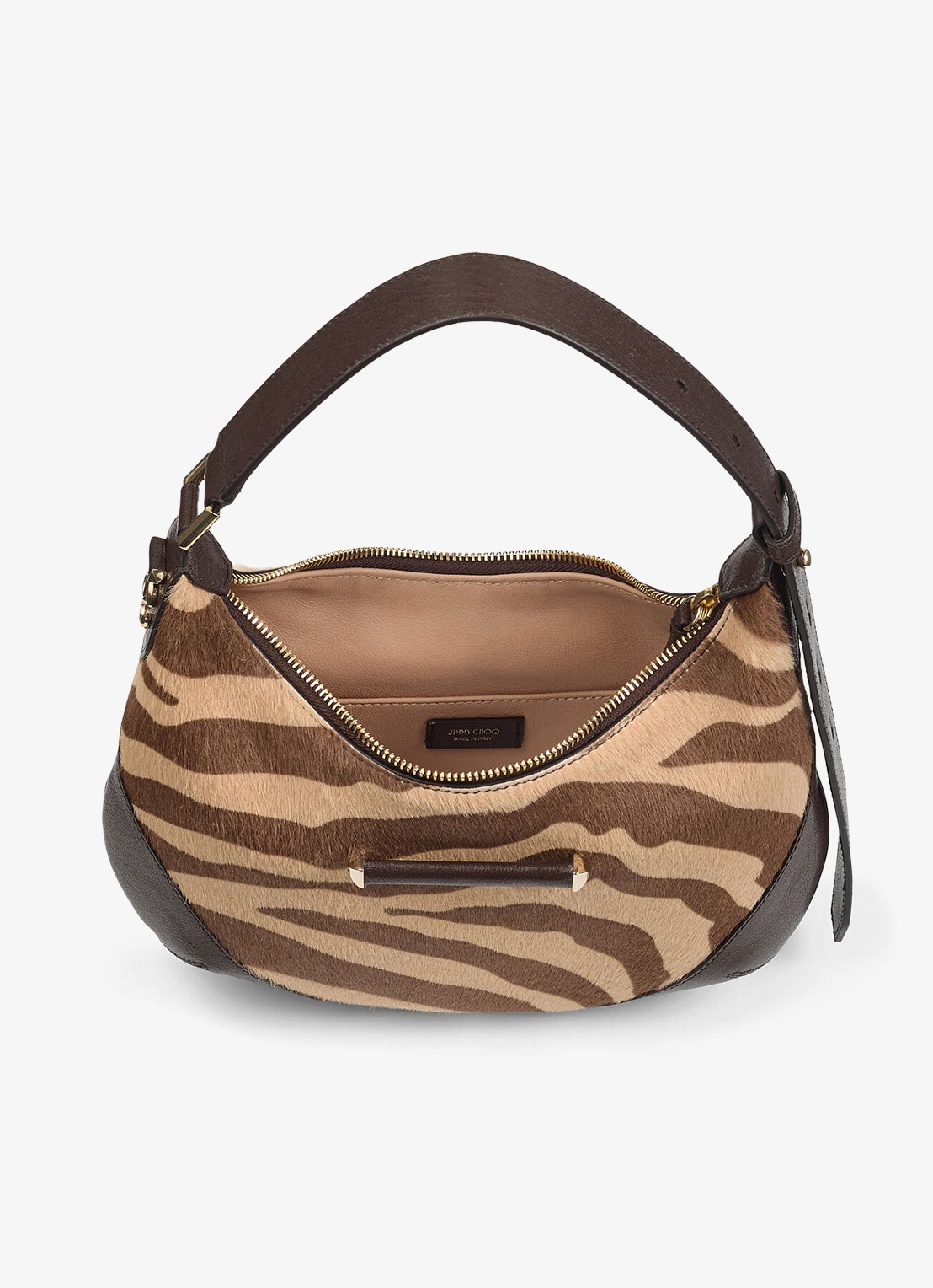 Jimmy Choo Bar Hobo/S schoudertas van kalfsleer met ponyhair - detail 4 bruin