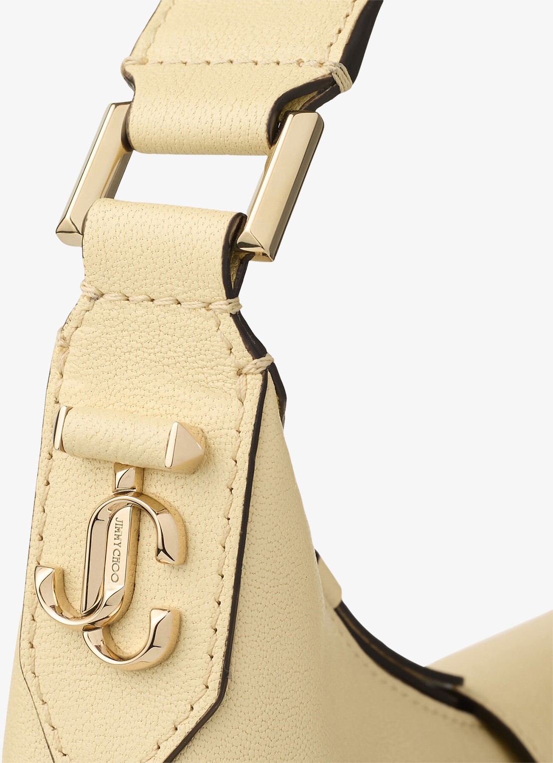 Jimmy Choo Bar Hobo/S schoudertas van lamsleer - detail 2 creme