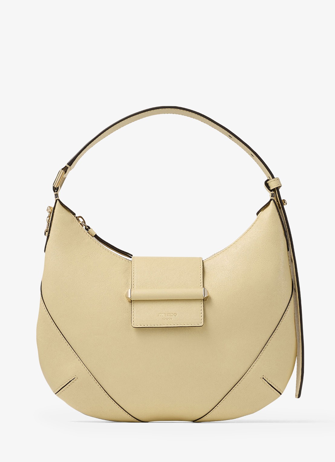 Jimmy Choo Bar Hobo/S schoudertas van lamsleer - voorkant 5 creme