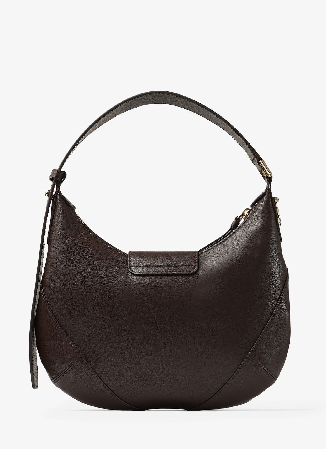 Jimmy Choo Bar Hobo/S schoudertas van lamsleer - achterkant donkerbruin