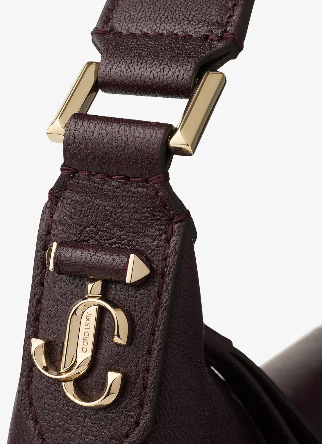 Jimmy Choo Bar Hobo/S schoudertas van lamsleer - detail 3 donkerbruin