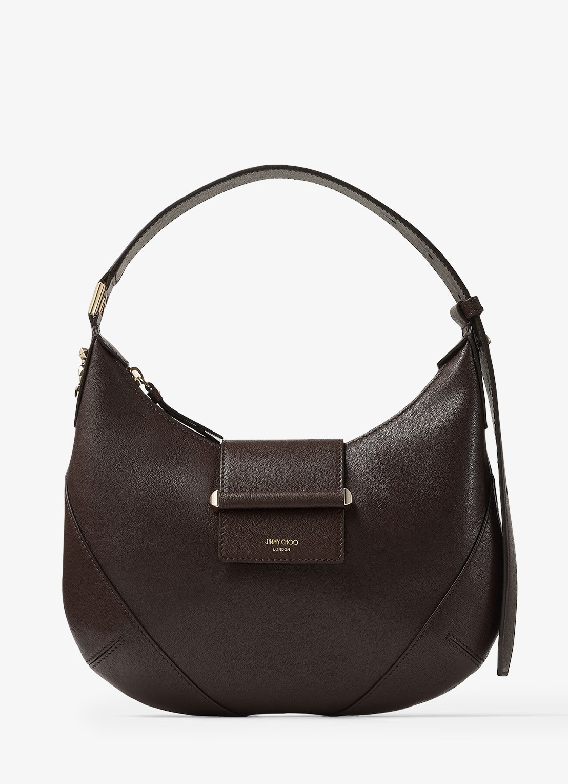 Jimmy Choo Bar Hobo/S schoudertas van lamsleer - voorkant 6 donkerbruin