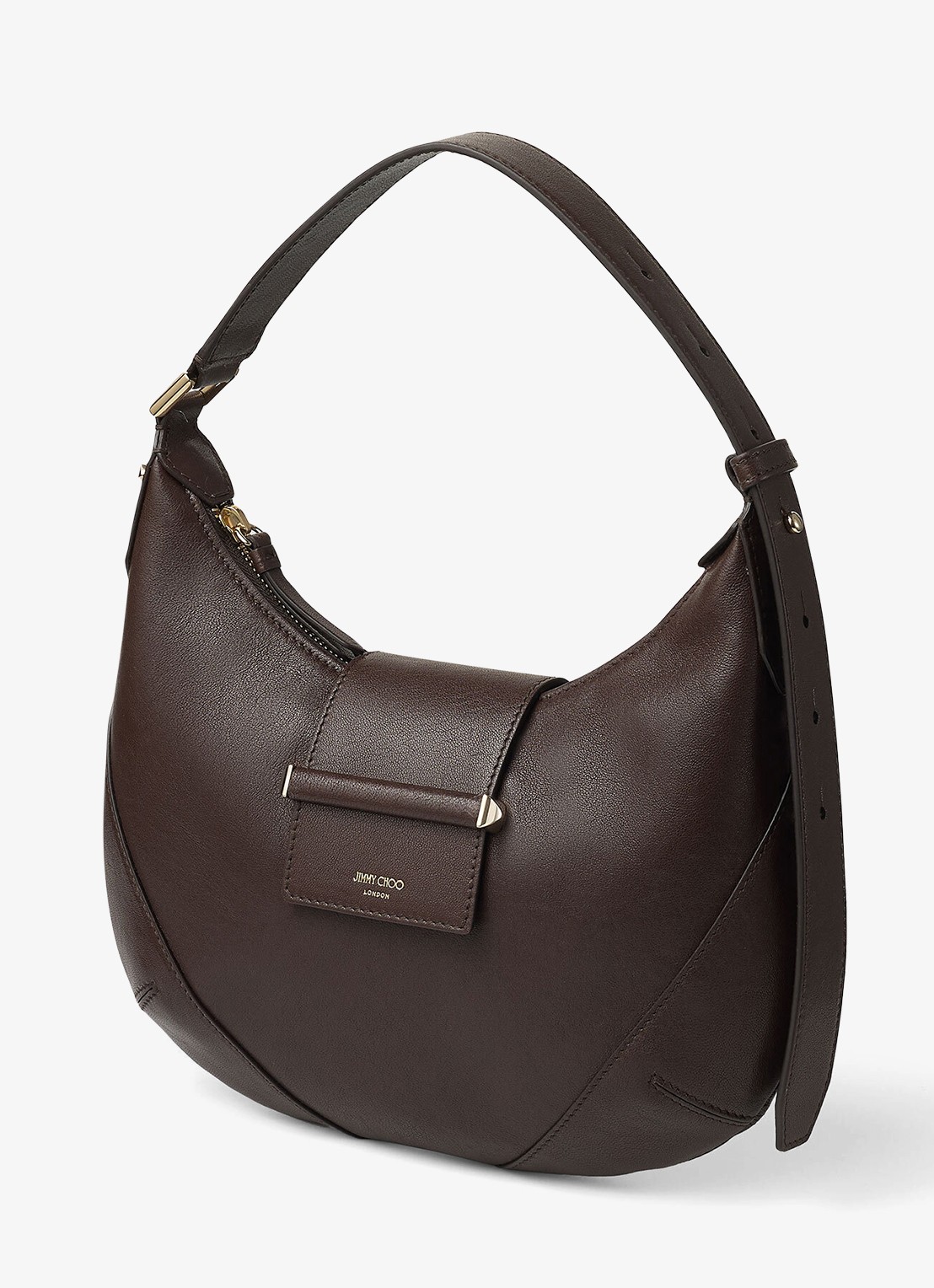 Jimmy Choo Bar Hobo/S schoudertas van lamsleer - voorkant 7 donkerbruin