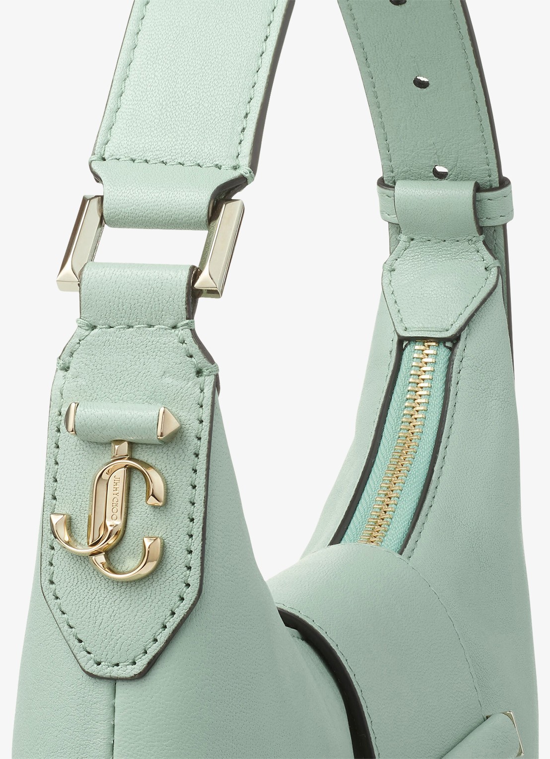 Jimmy Choo Bar Hobo/S schoudertas van lamsleer - detail 2 groen