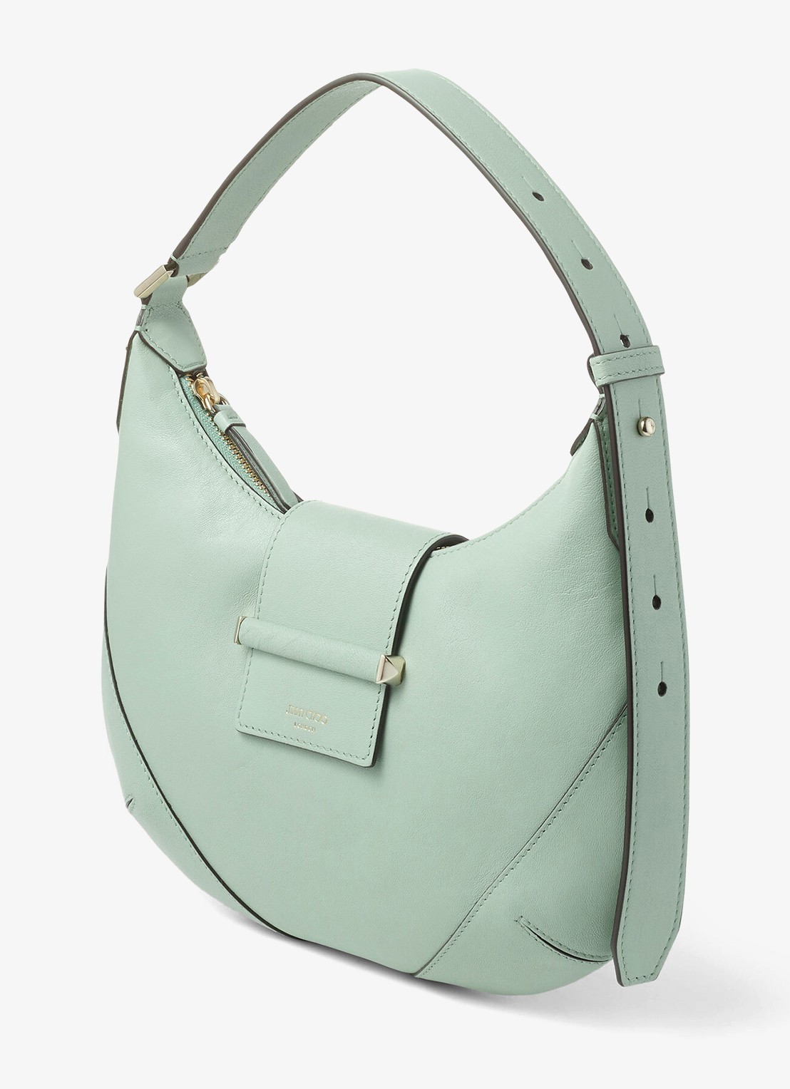 Jimmy Choo Bar Hobo/S schoudertas van lamsleer - voorkant 6 groen