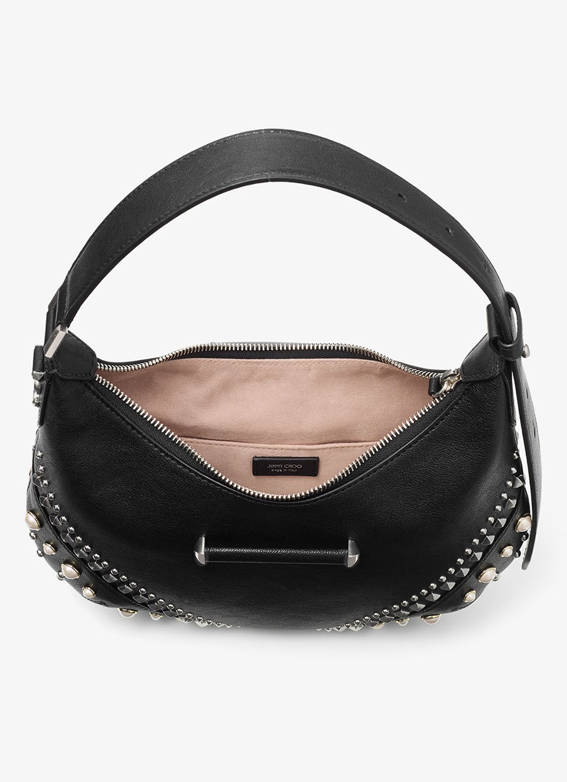 Jimmy Choo Bar Hobo/S schoudertas van schapenleer met studs - detail 4 zwart