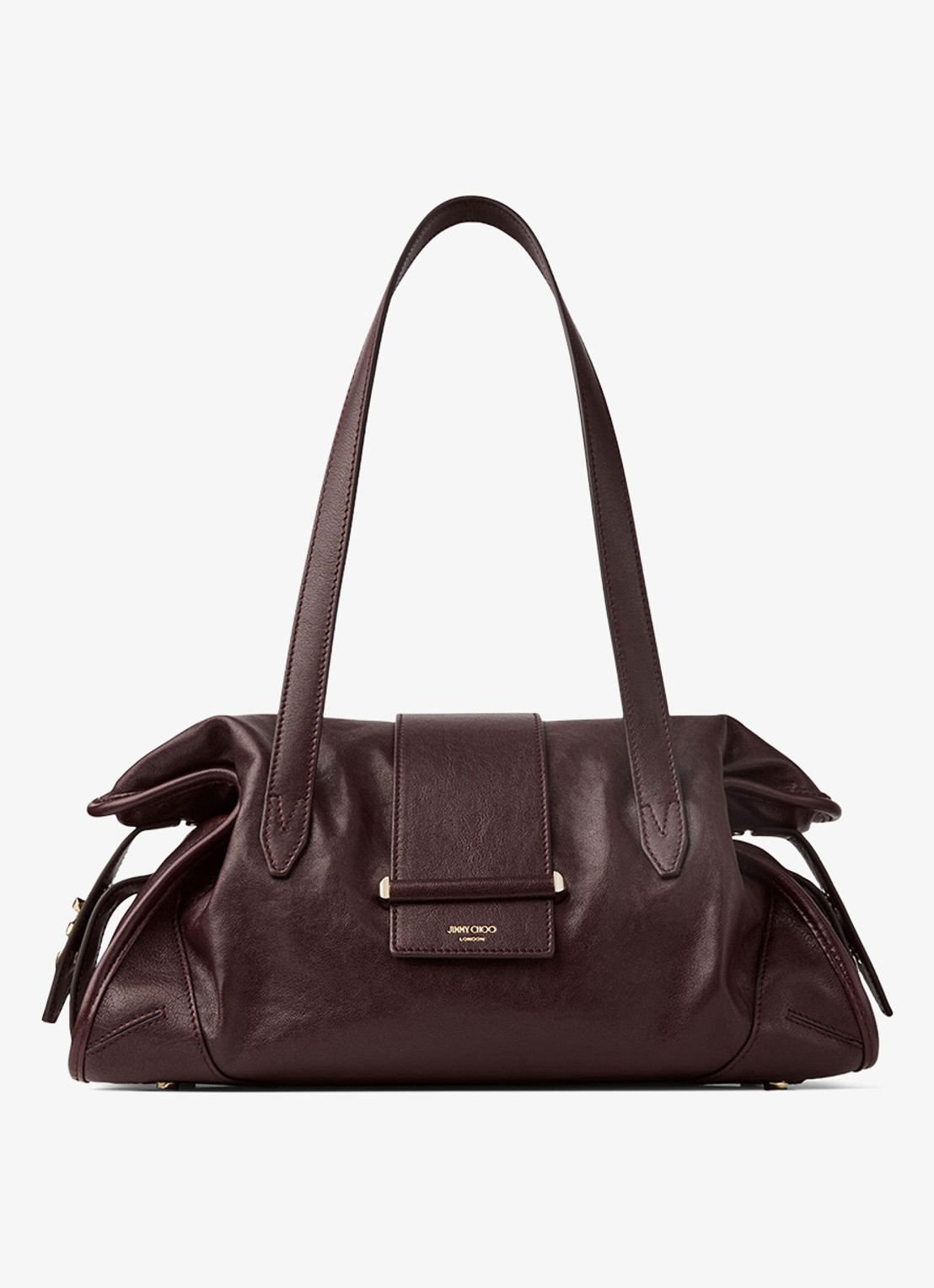 Jimmy Choo Bar Holdall Medium schoudertas van lamsleer - voorkant 3 donkerrood