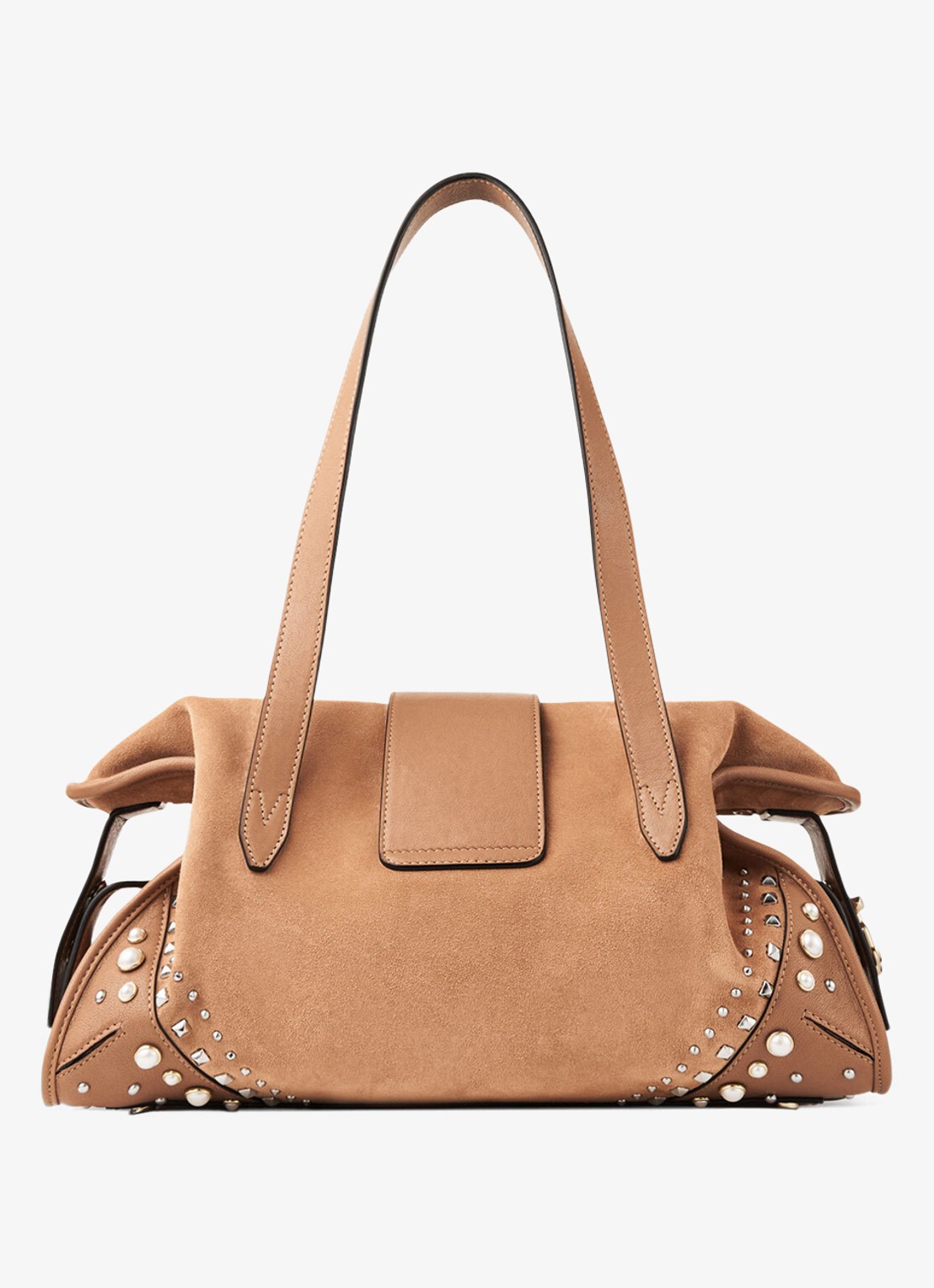 Jimmy Choo Bar Holdall Medium schoudertas van suède met studs - achterkant 3 bruin
