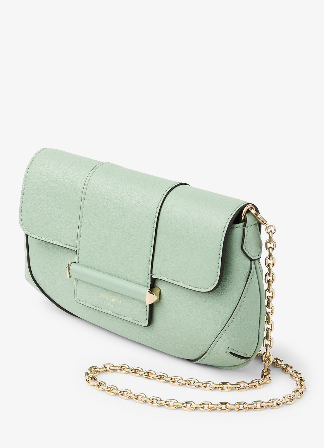 Jimmy Choo Bar Mini crossbodytas van lamsleer met afneembare schouderriem - voorkant 2 groen