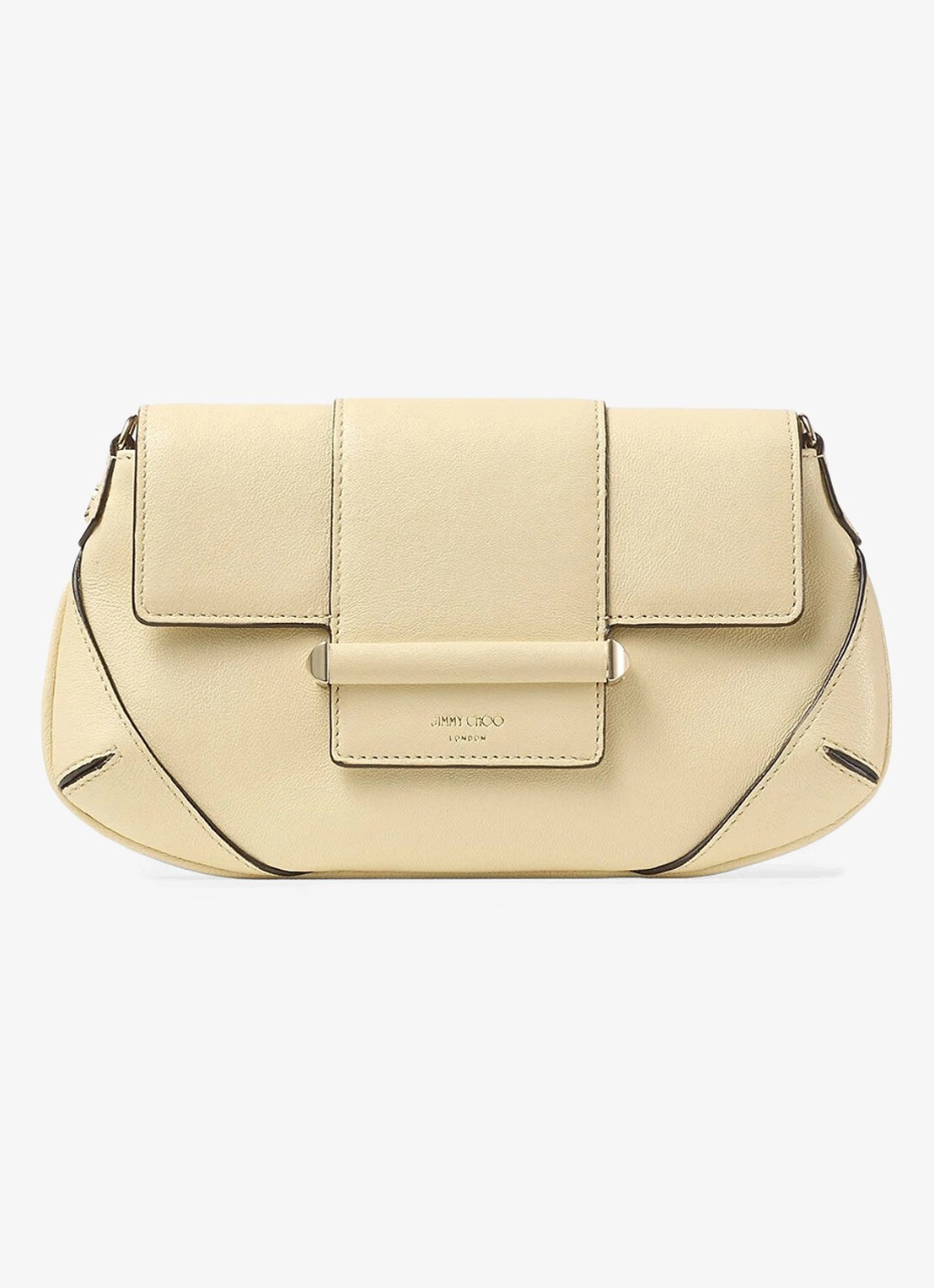 Jimmy Choo Bar Wallet/Chain crossbodytas van lamsleer - voorkant 4 creme